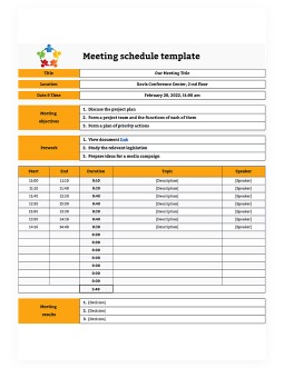 Free Orange Meeting Schedule Template In Google Docs