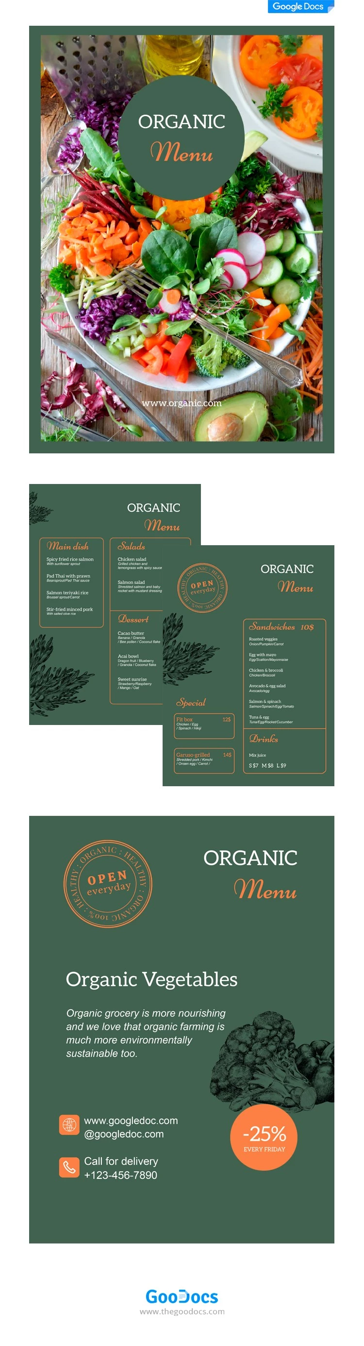 Cardápio de comida orgânica - free Google Docs Template - 10062112