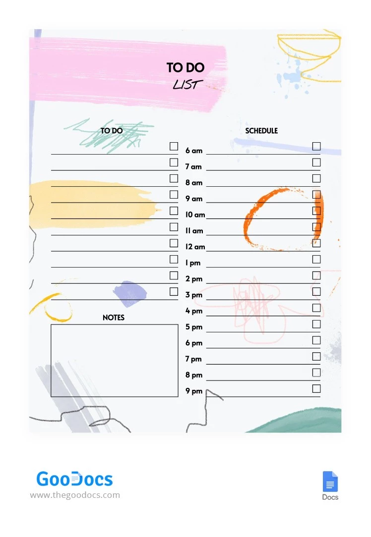 Painted To Do List - free Google Docs Template - 10062473