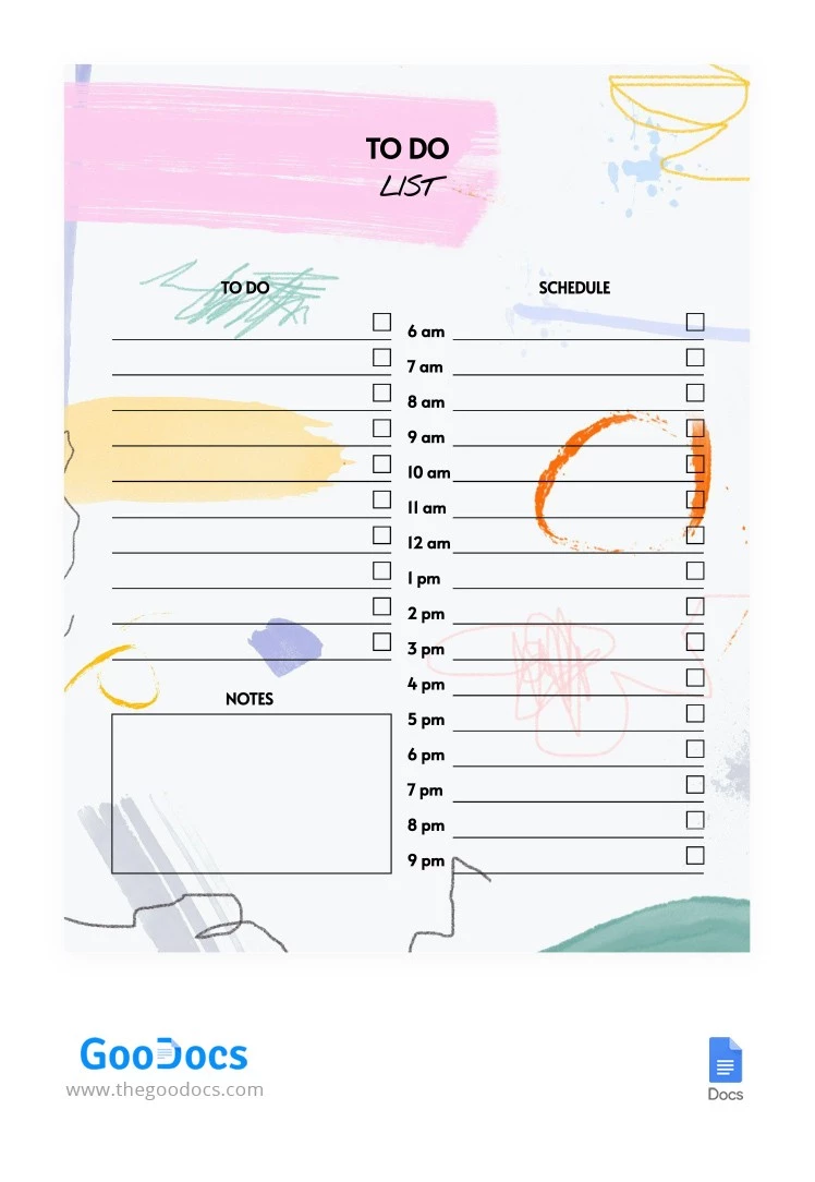 Lista de Tarefas Pintada - free Google Docs Template - 10062473