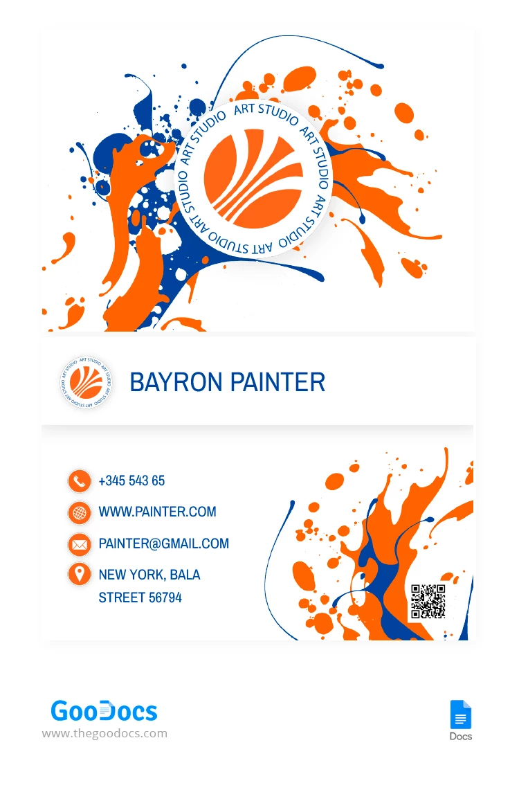 Cartão de visita do pintor - free Google Docs Template - 10066707