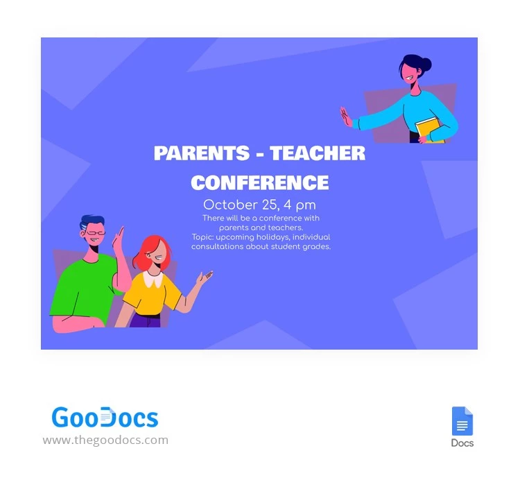 Conférence entre les parents et les enseignants Annonces de la classe. - free Google Docs Template - 10064333