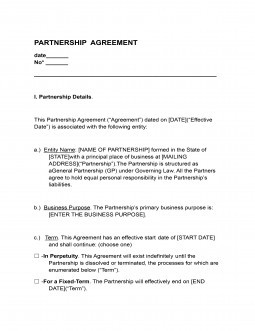 simple partnership agreement template