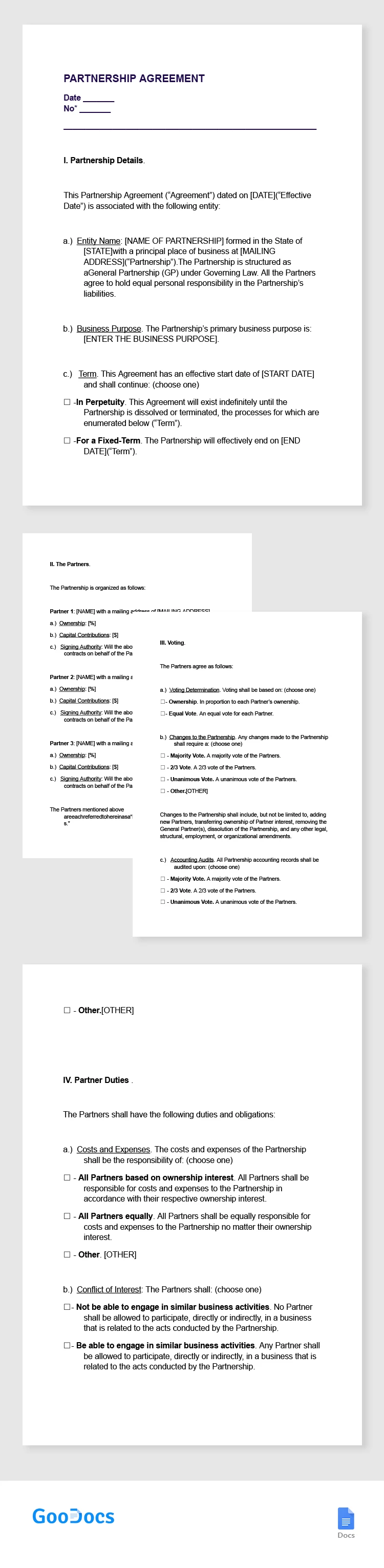 Partnerschaftsvertrag - free Google Docs Template - 10065346