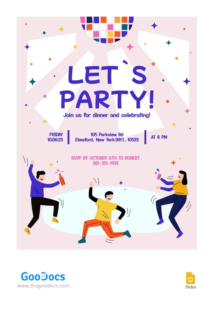 Invitación a la fiesta - free Google Docs Template - 10063935