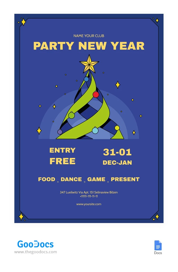Cartaz da Festa de Ano Novo - free Google Docs Template - 10062217