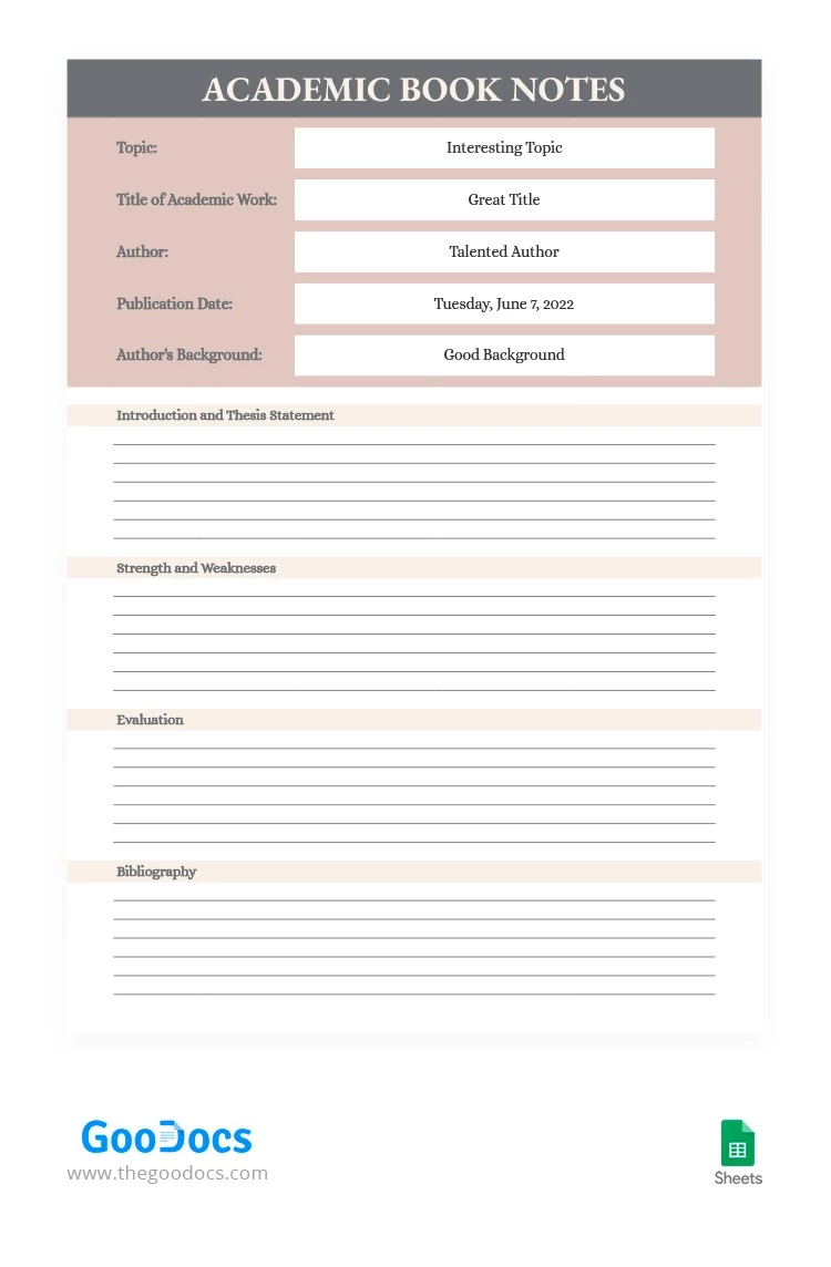 Pastel Academic Book Notes - free Google Docs Template - 10063525