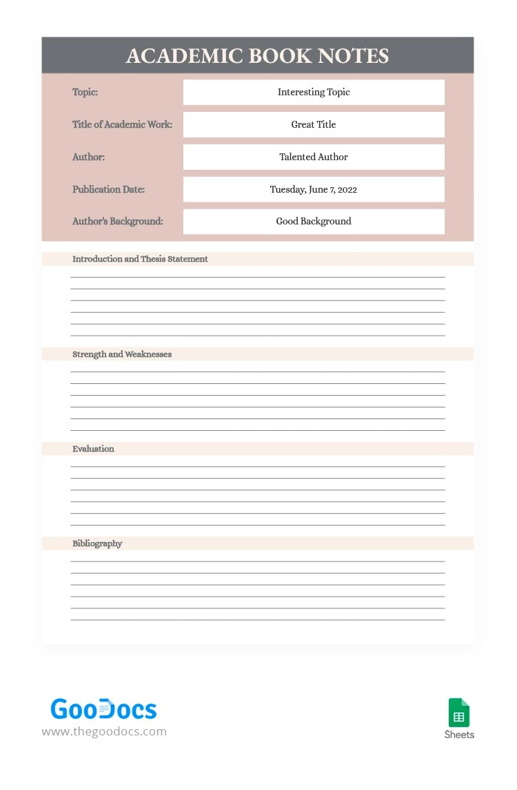 Notes de livre académique pastel - free Google Docs Template - 10063525