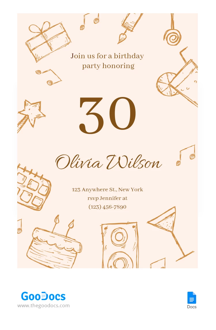 Flyer d'anniversaire pastel - free Google Docs Template - 10066482
