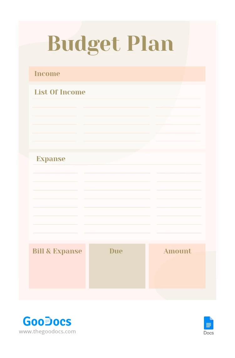 Pastel Budget Plan: Pastellfarbener Budgetplan - free Google Docs Template - 10064870