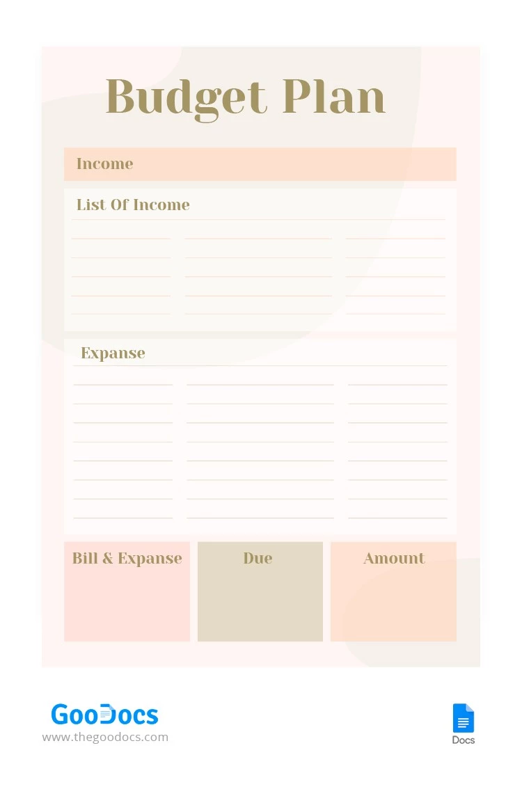 Piano di budget delicato - free Google Docs Template - 10064870