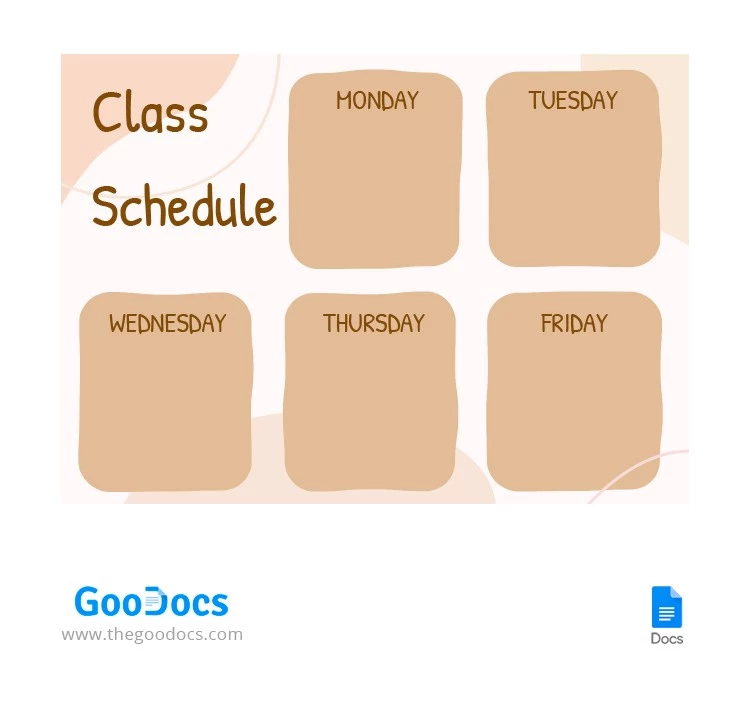 Pastel Class Schedule - free Google Docs Template - 10064375