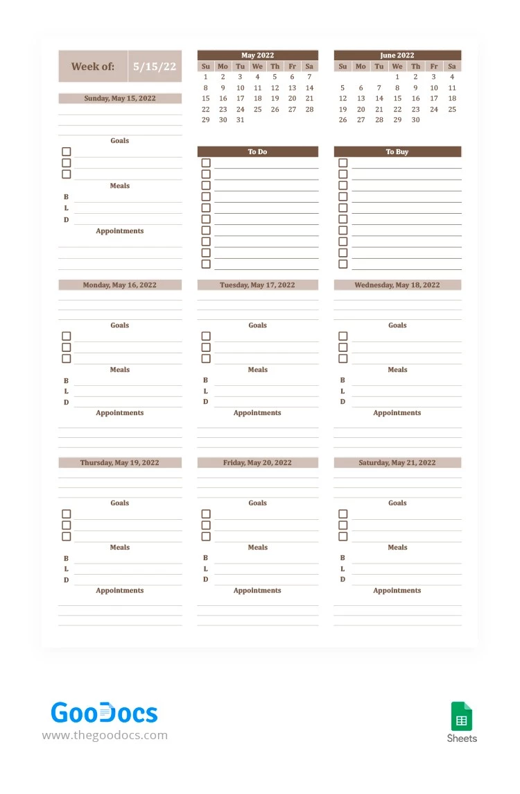 Pastel Convenient Weekly Planner - free Google Docs Template - 10063517
