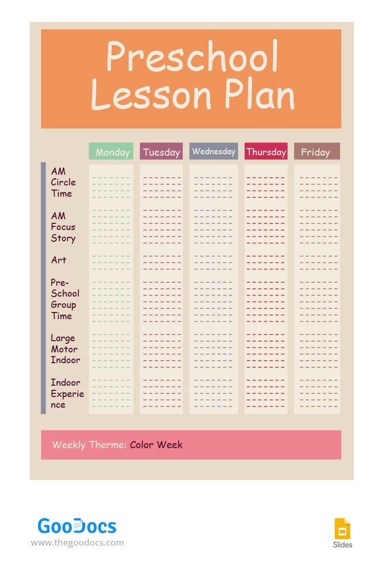 Plan de leçon de maternelle pastel - free Google Docs Template - 10064422
