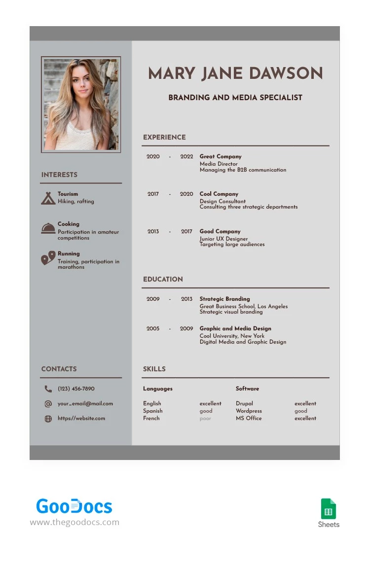 Pastel Style CV Template - free Google Docs Template - 10063729