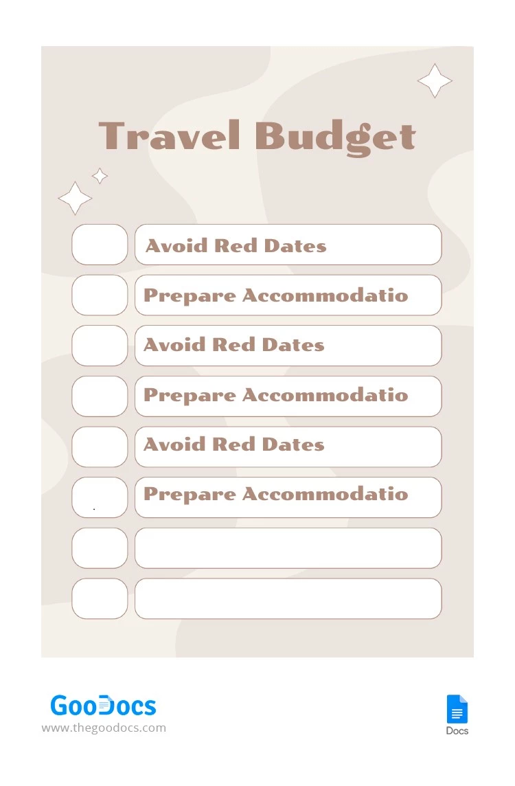 Pastel Travel Budget - free Google Docs Template - 10065135