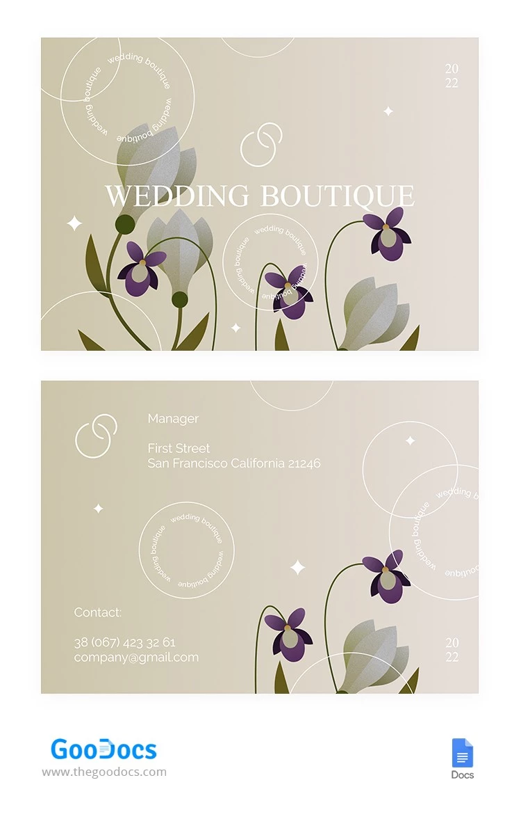Pastel Wedding Business Card - free Google Docs Template - 10064649