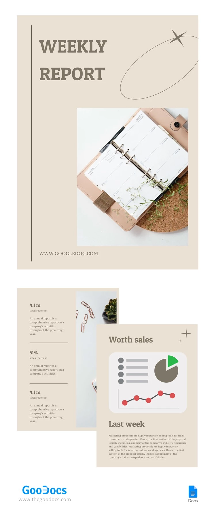 Pastel Wochenbericht - free Google Docs Template - 10064762