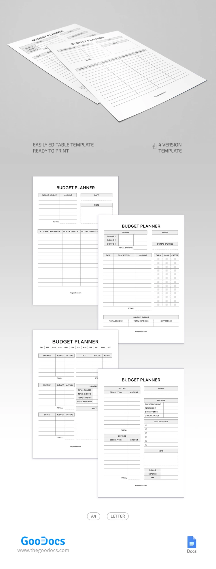 Einfaches persönliches Budget - free Google Docs Template - 10068712