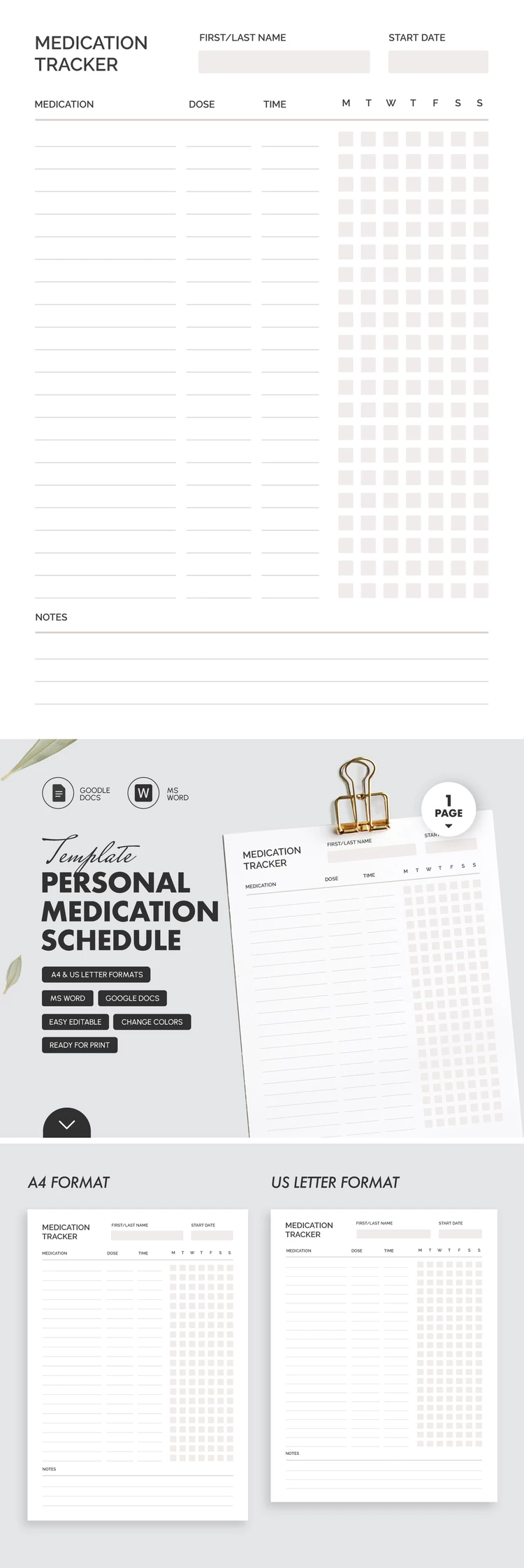 Personal Medication Schedule - free Google Docs Template - 10069665