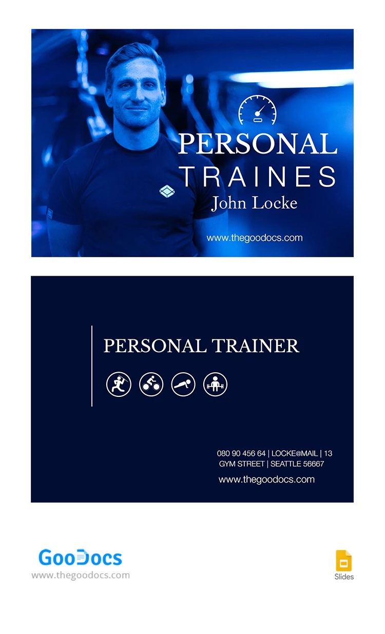 Cartão de visita de Personal Trainer - free Google Docs Template - 10065088