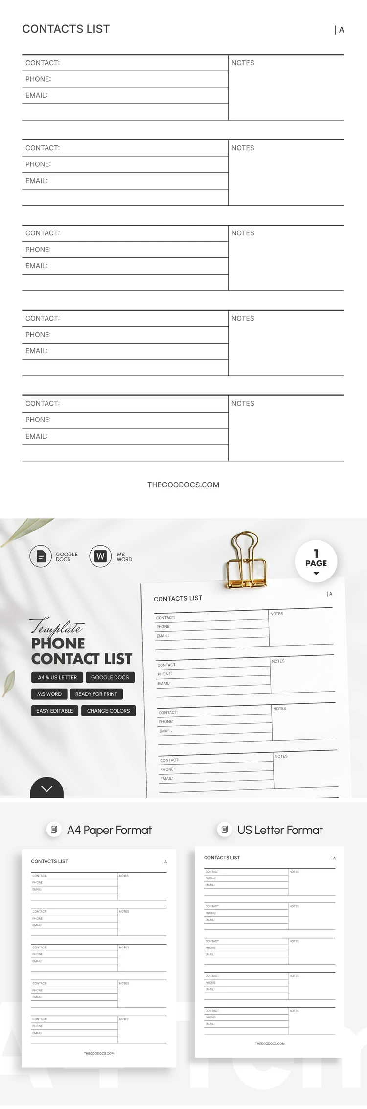 Plantilla de lista de contactos telefónicos - free Google Docs Template - 10072346