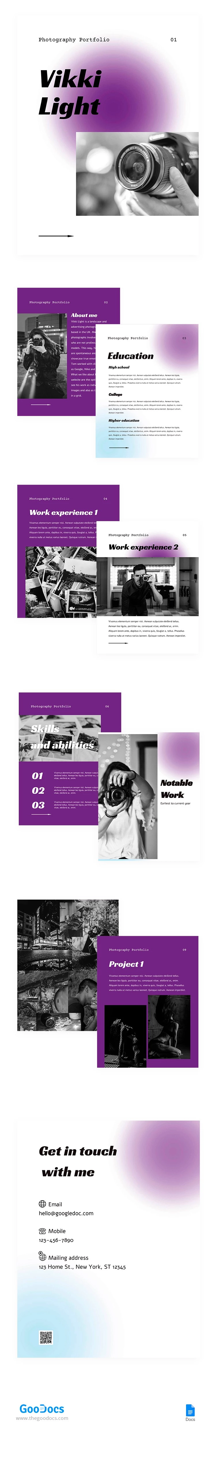 Portefeuille de photographies - free Google Docs Template - 10063144