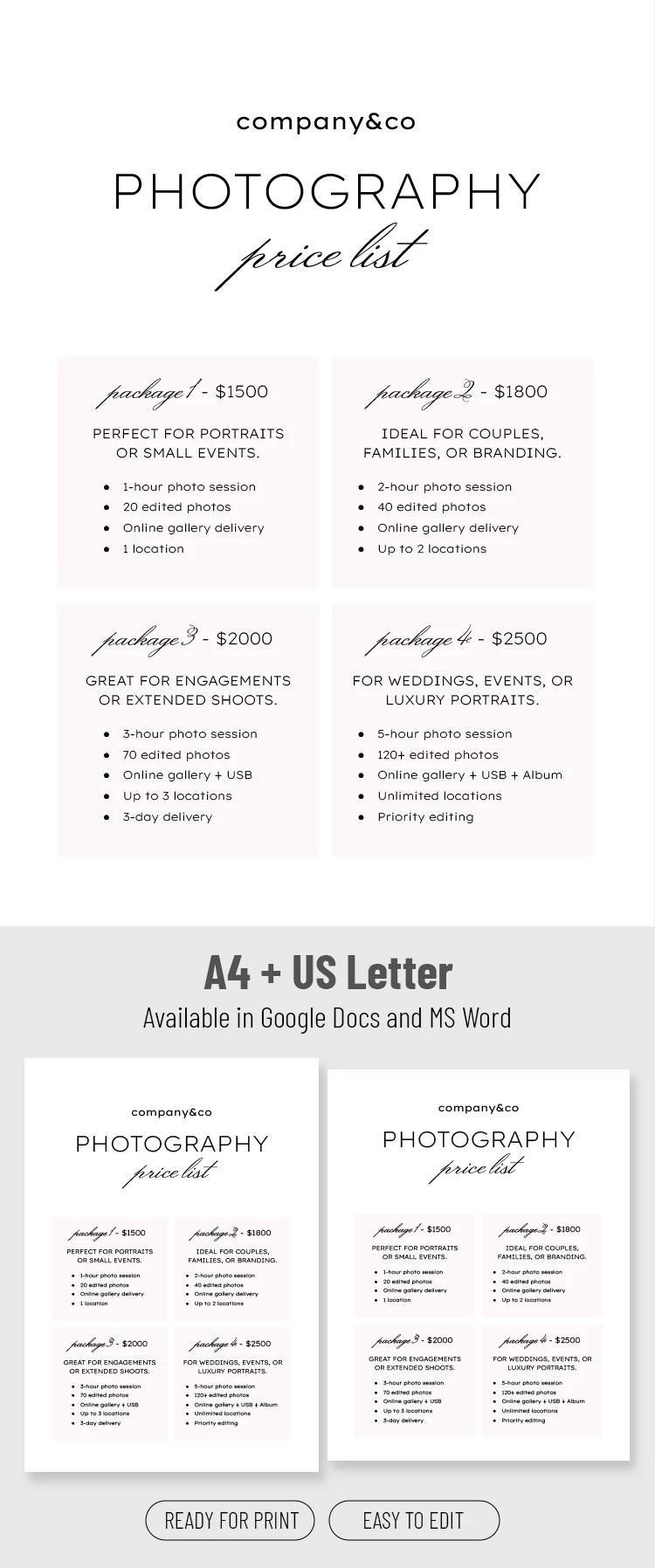 Editable Photography Price List Template - free Google Docs Template - 10071544 Editable Photography Price List Template - free Google Docs Template - 10071544