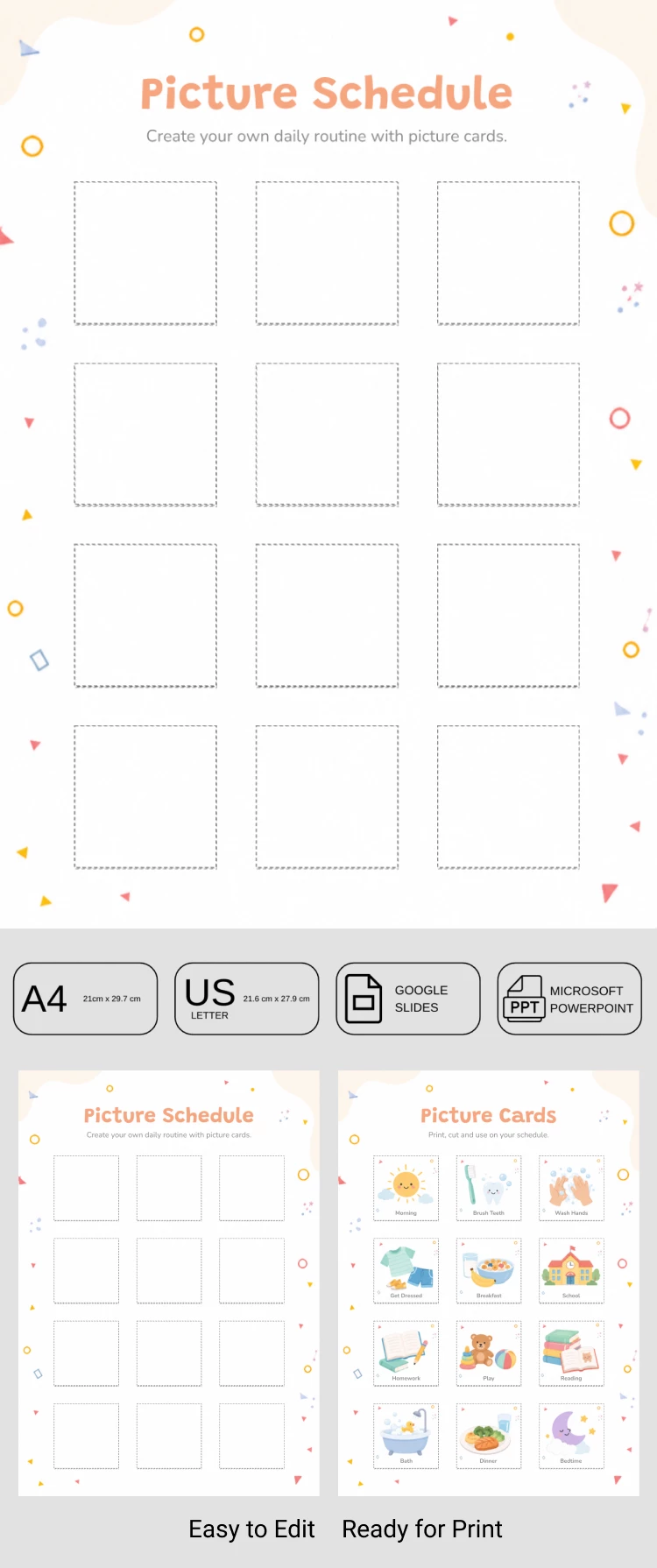 Preview of Picture Schedule Template for Google Slides and Microsoft PowerPoint