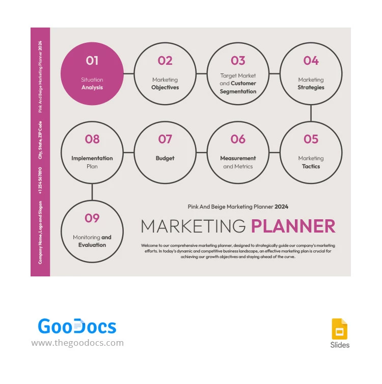 Pink and Beige Marketing Planner - free Google Docs Template - 10066390