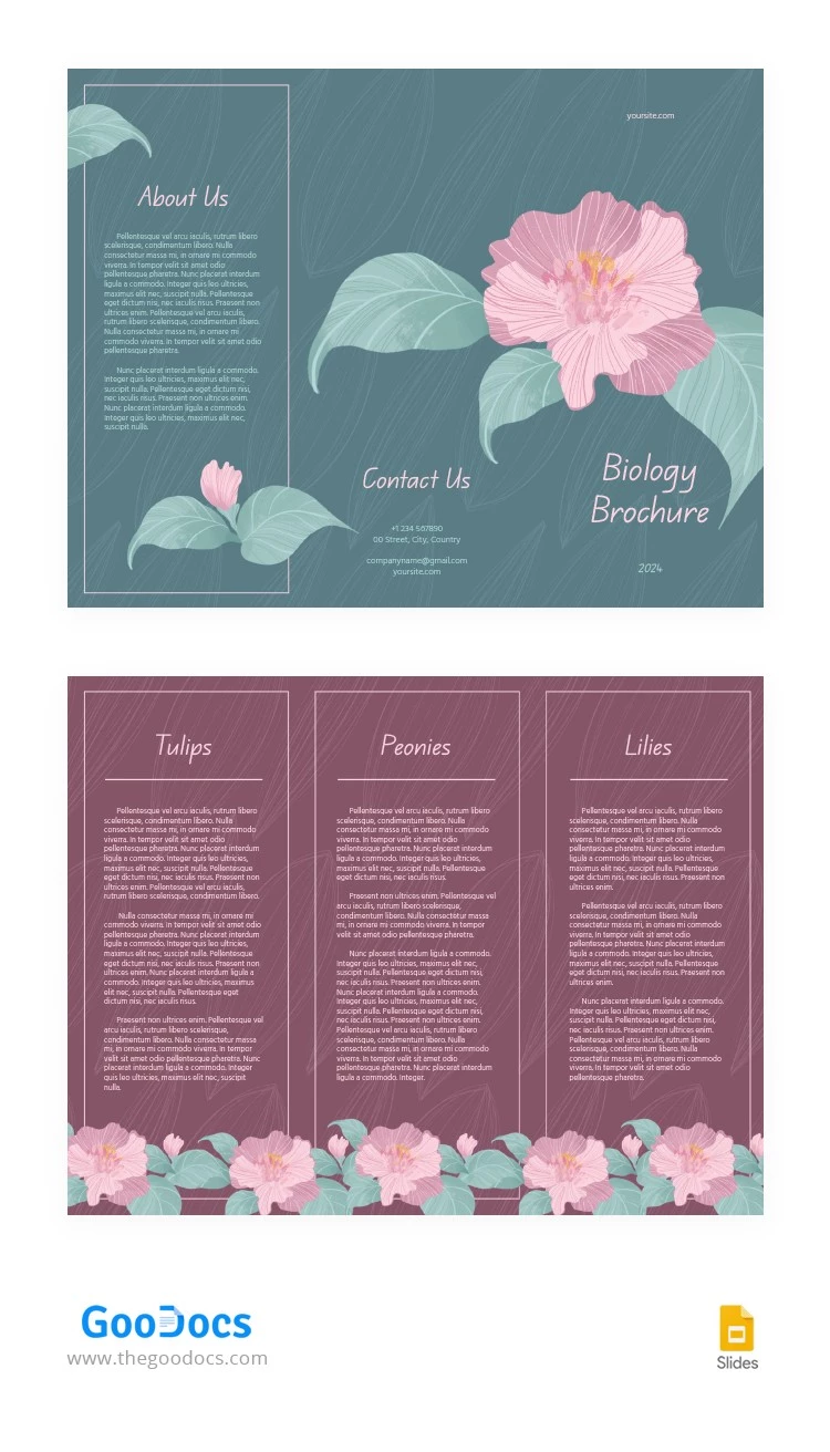 Brochure di biologia rosa e verde - free Google Docs Template - 10066062