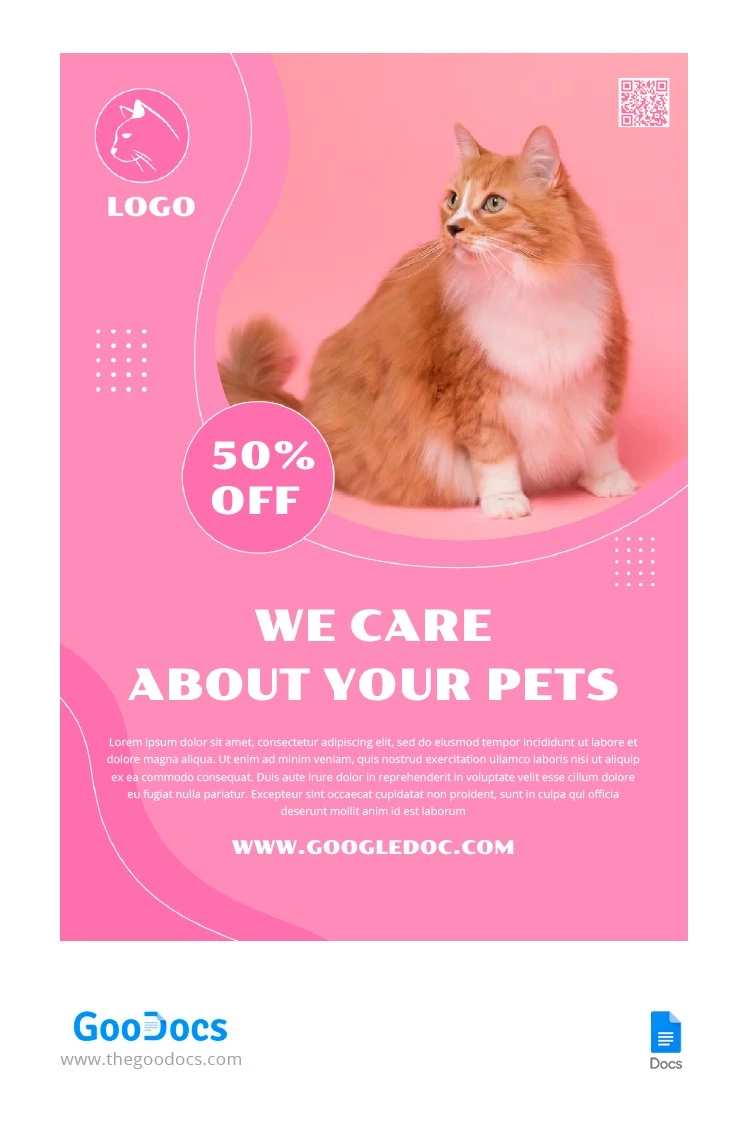 Folheto de venda de animais cor de rosa. - free Google Docs Template - 10066011
