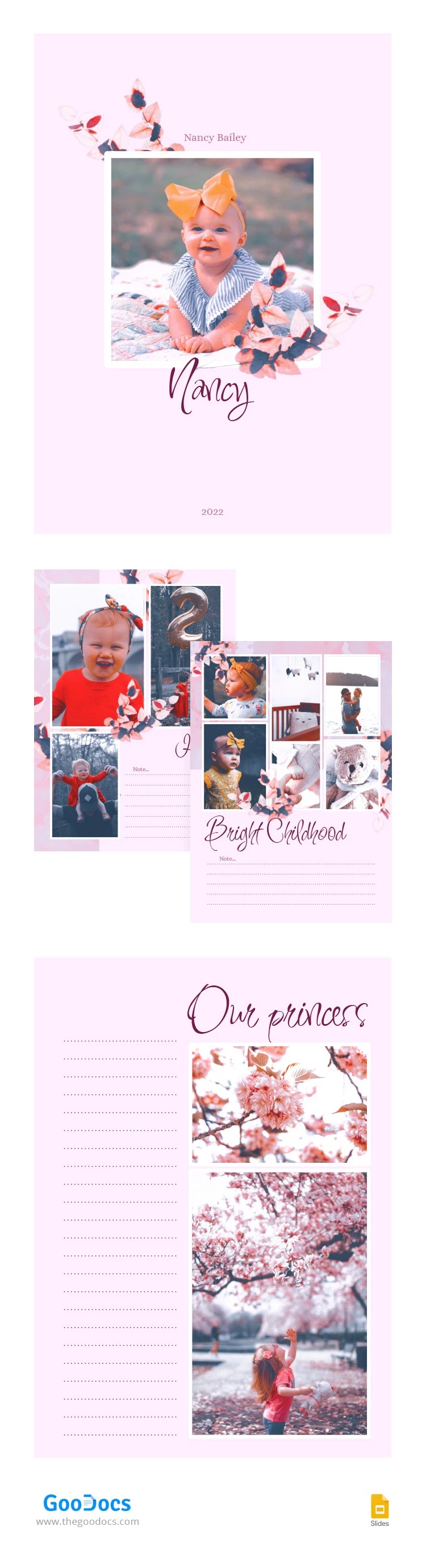 Rosa Baby Fotoalbum - free Google Docs Template - 10064474