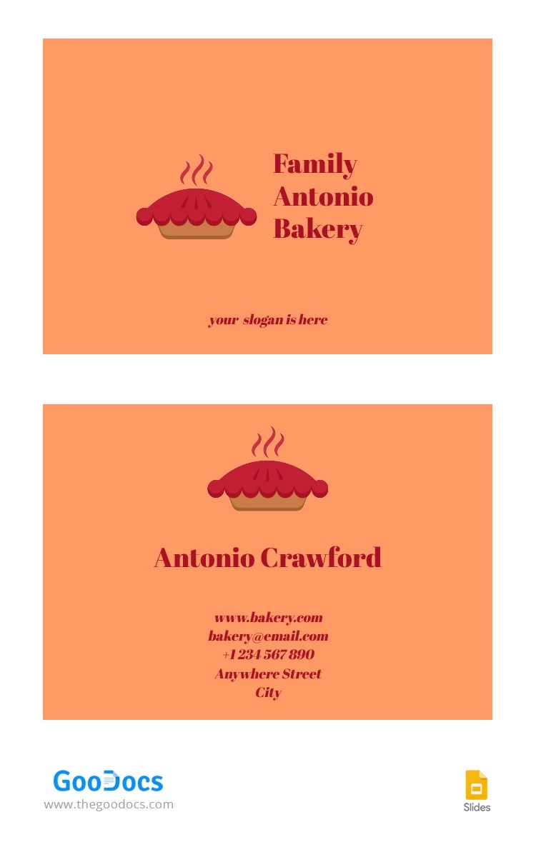 Rosafarbene Bäckerei Visitenkarte - free Google Docs Template - 10064372