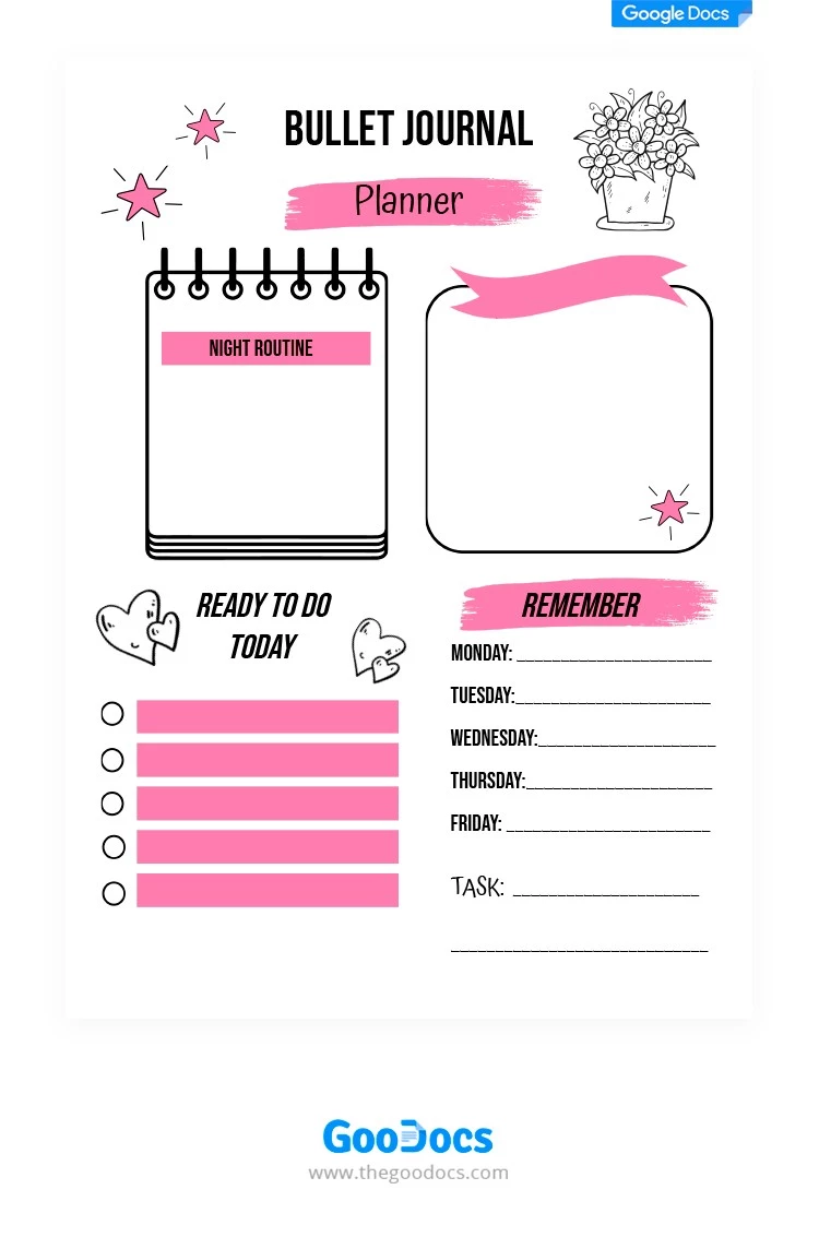 Journal de balles roses - free Google Docs Template - 10062018