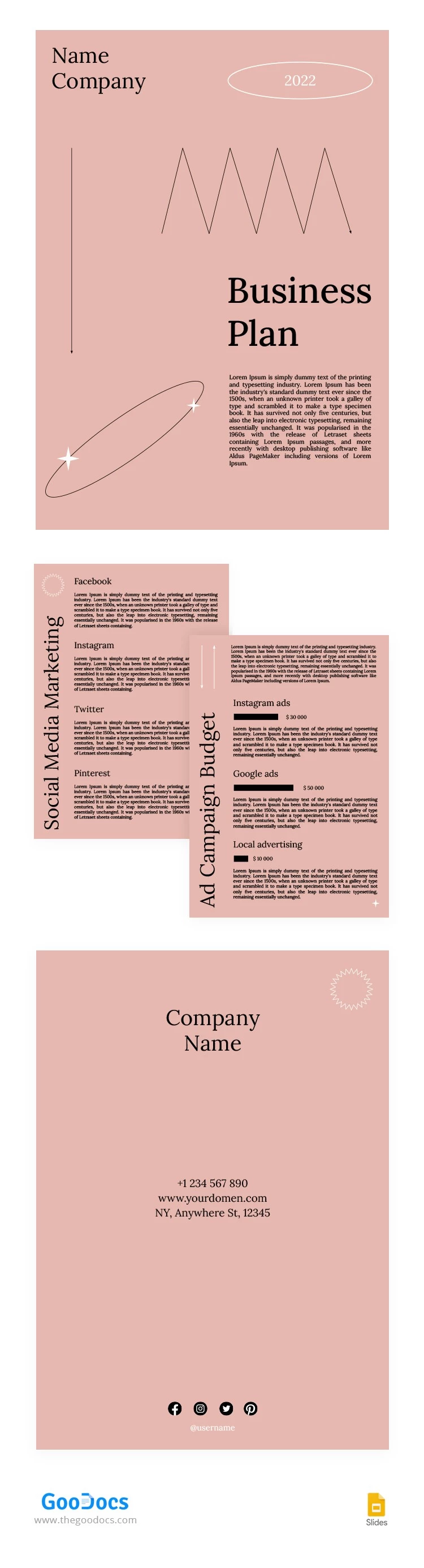 Plan de negocios en color rosa. - free Google Docs Template - 10062693