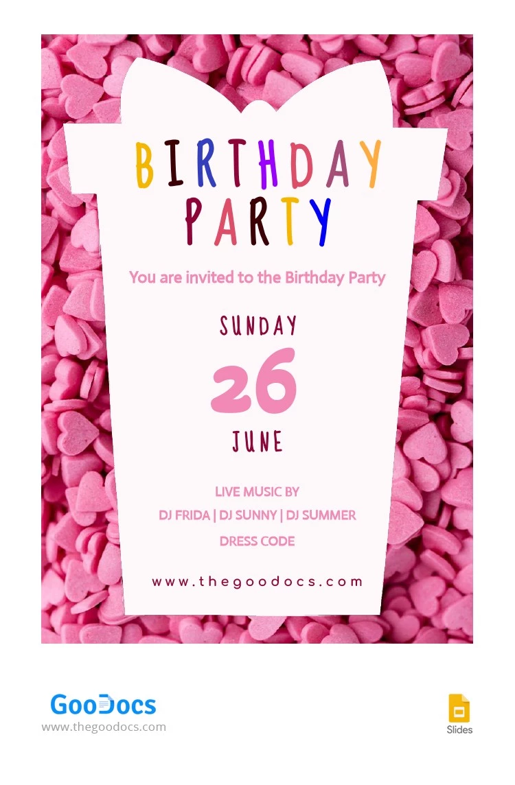 Invitation d'anniversaire Bonbon Rose - free Google Docs Template - 10064151
