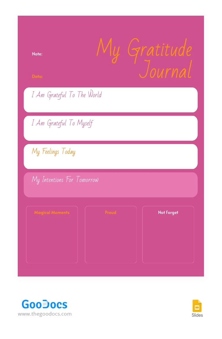 Pink Gratitude Journal - free Google Docs Template - 10063726