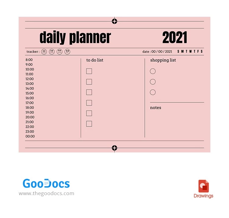 Modèle de planificateur rose - free Google Docs Template - 10062555