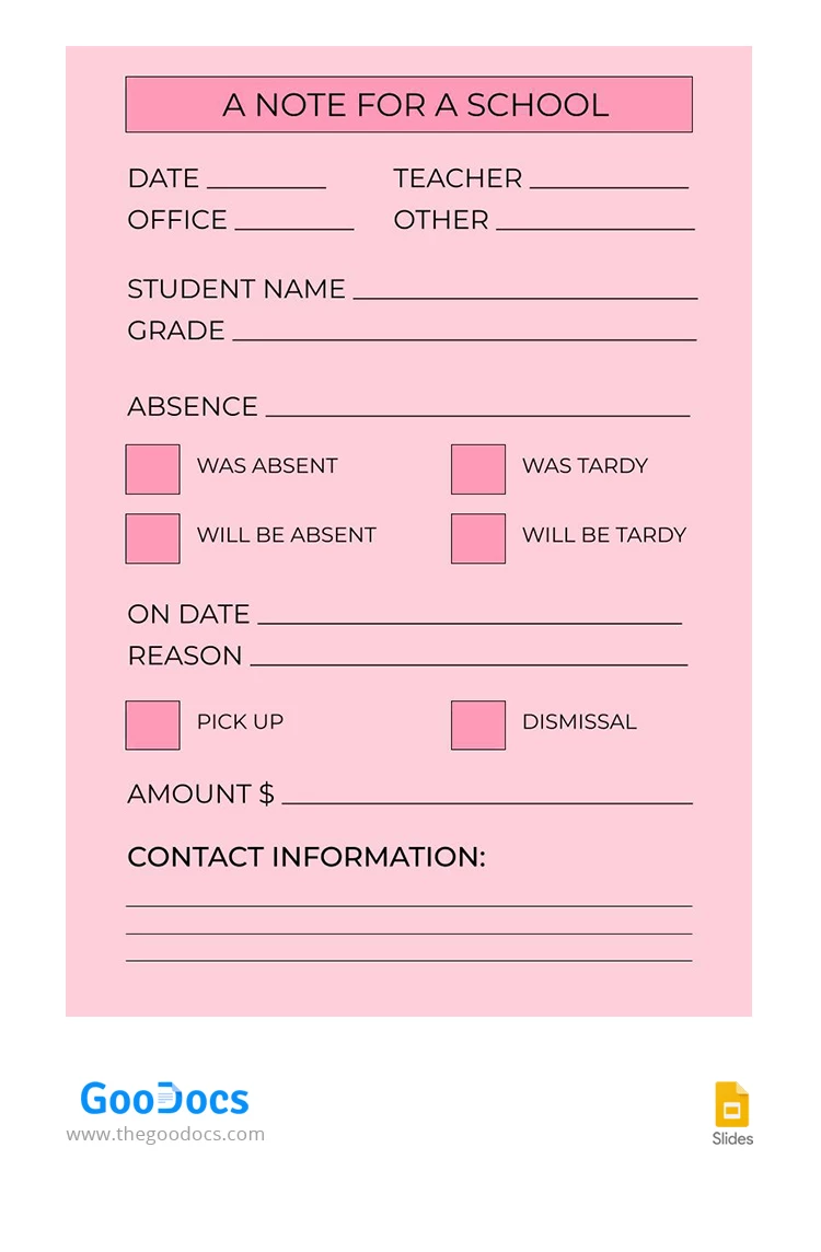 Pink School Note Tips for Secondary - free Google Docs Template - 10066942