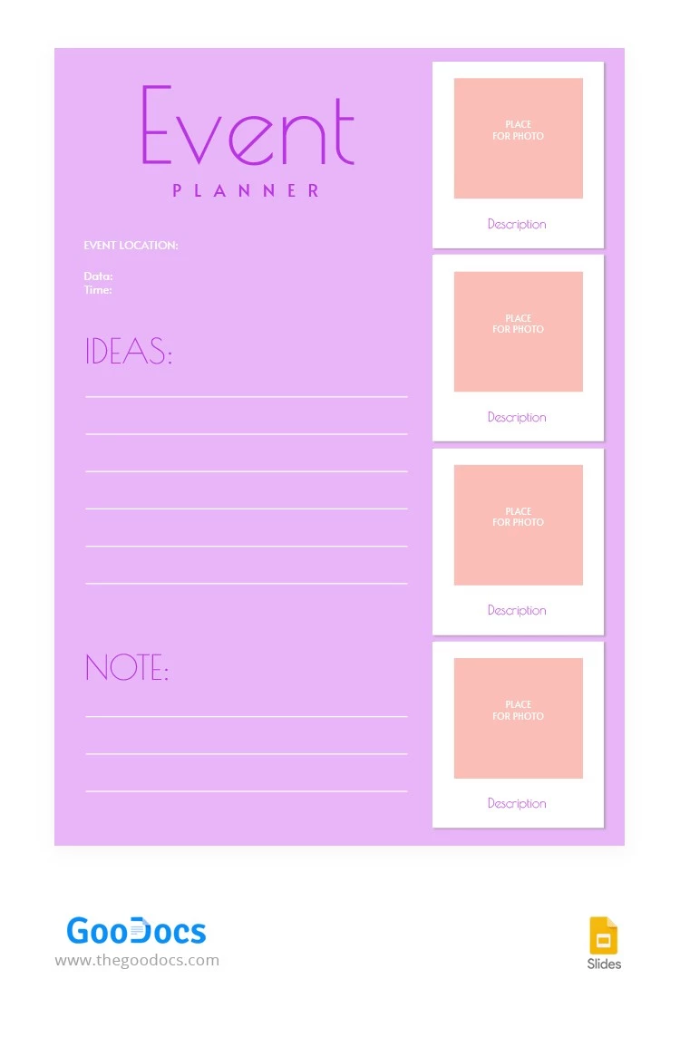 Planificador de eventos simples en rosa. - free Google Docs Template - 10063468