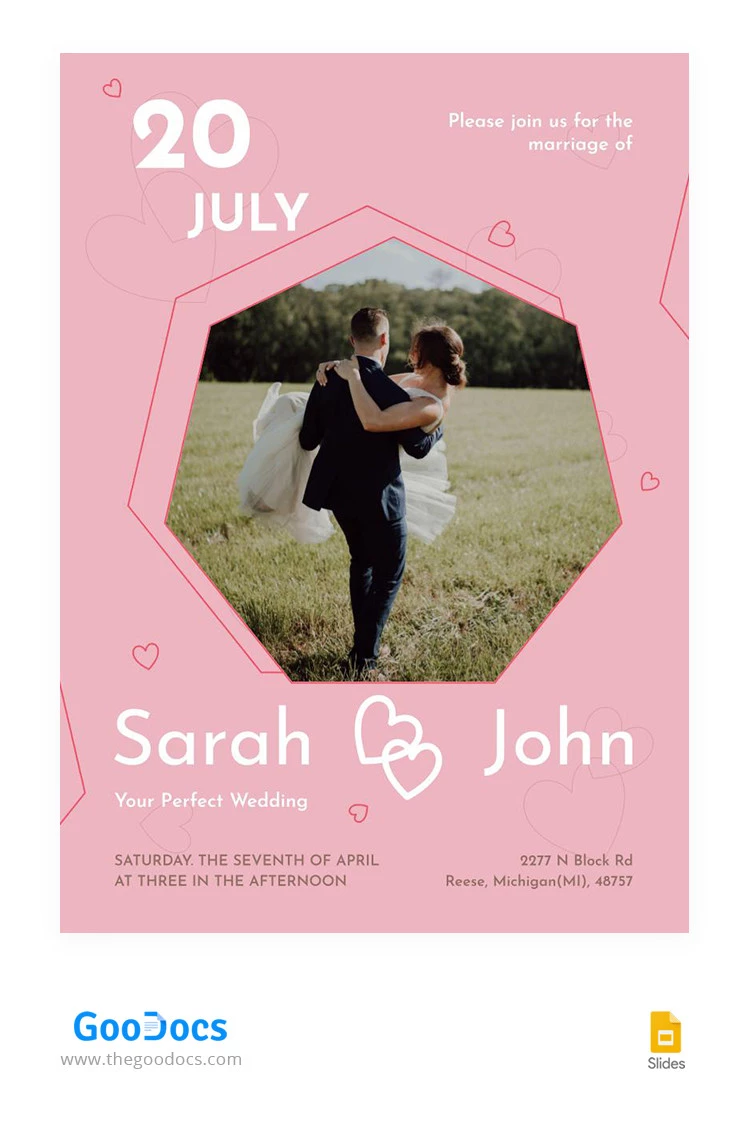 Pink Wedding Flyer - free Google Docs Template - 10066238