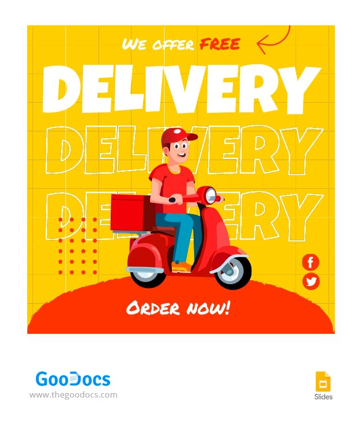 Publication Instagram de livraison de pizzas. - free Google Docs Template - 10064147