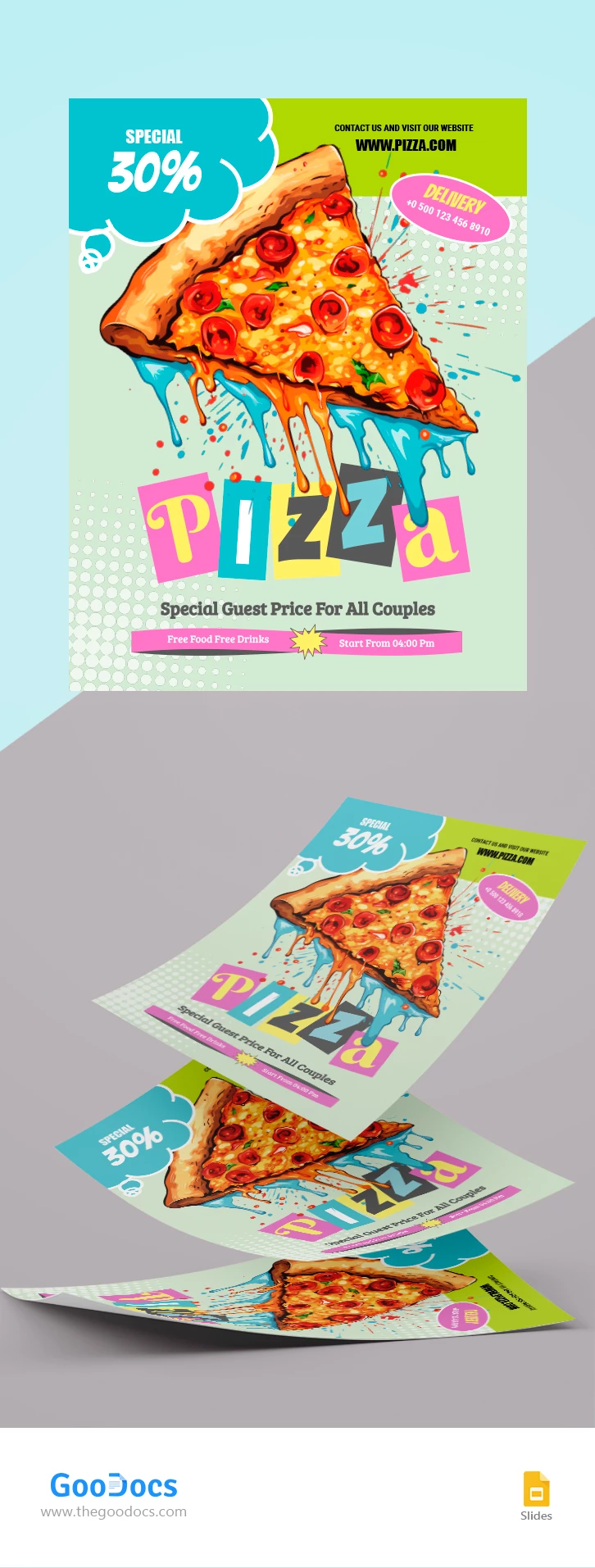Folleto de pizza - free Google Docs Template - 10067264