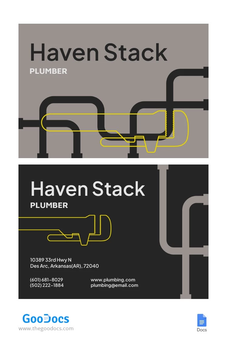 Plumber Business Card - free Google Docs Template - 10065697