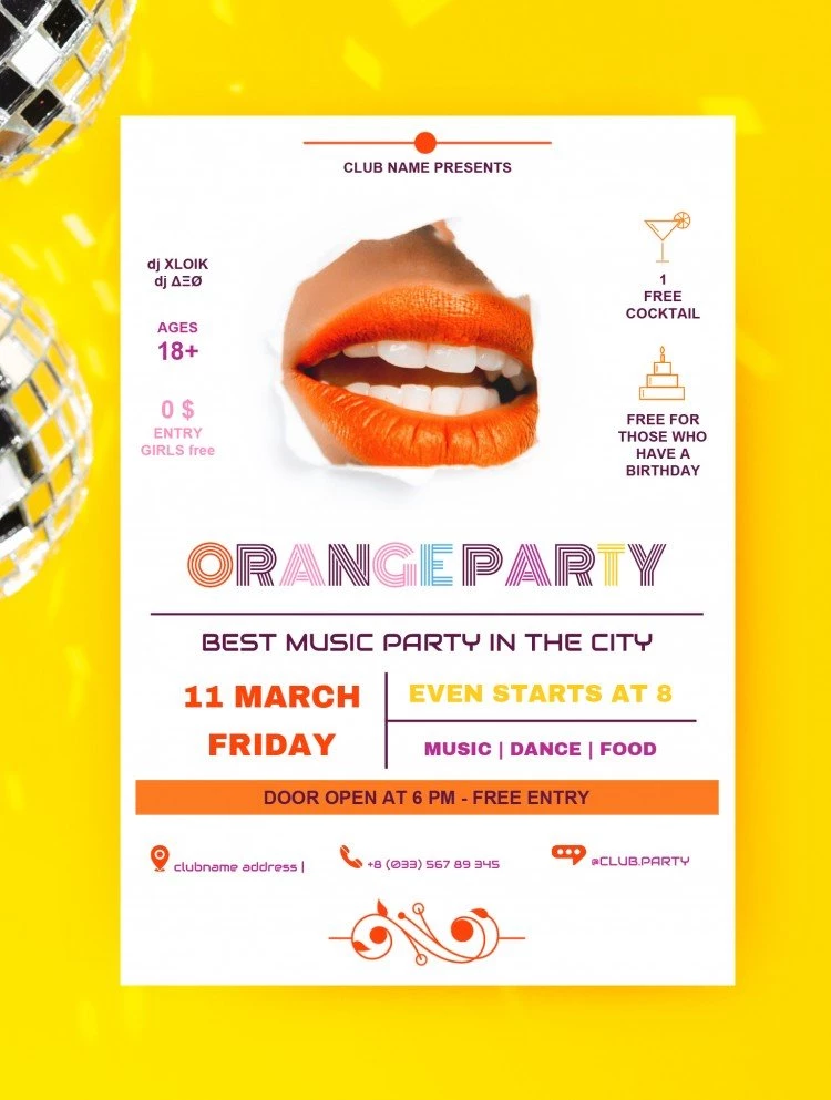 Poster della festa arancione - free Google Docs Template - 10061521