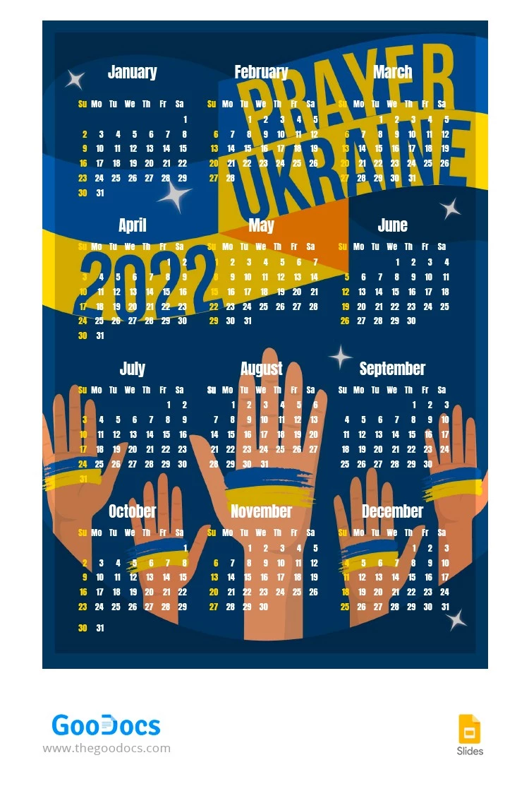 Prayer Ukraine Calendar - free Google Docs Template - 10063916
