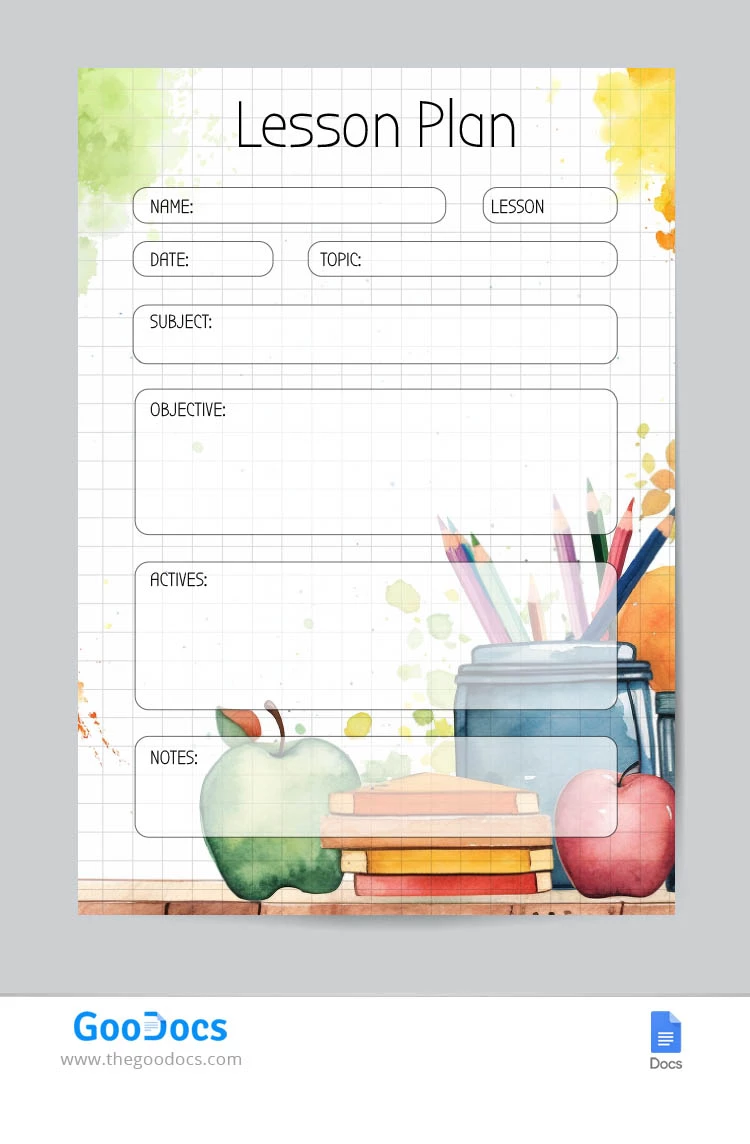 Plan de lecciones preescolares - free Google Docs Template - 10067846