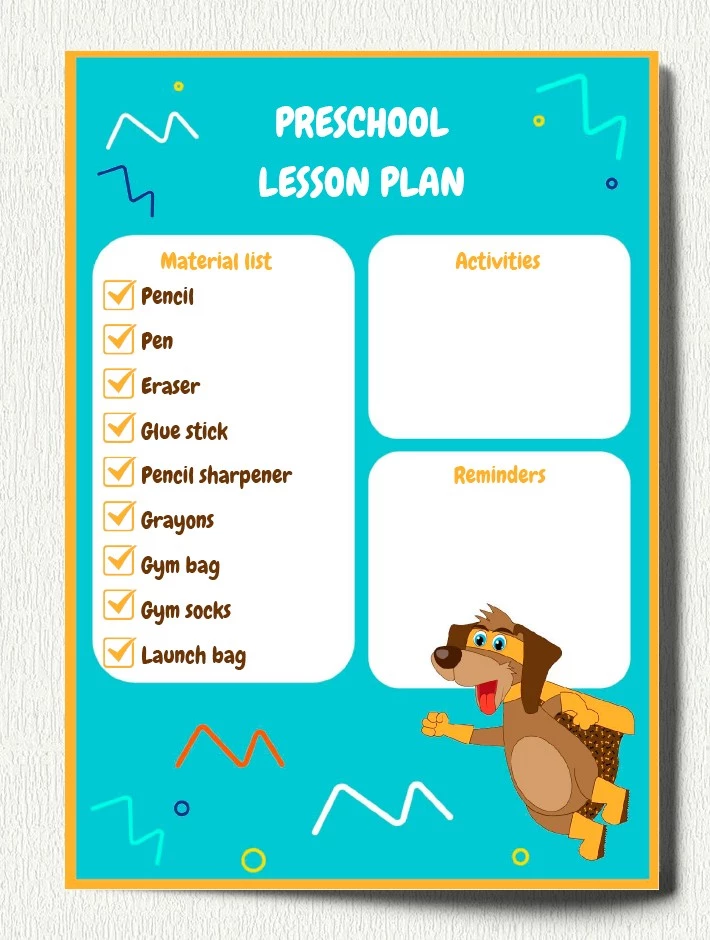 Kindergarten Lernplan - free Google Docs Template - 10061906