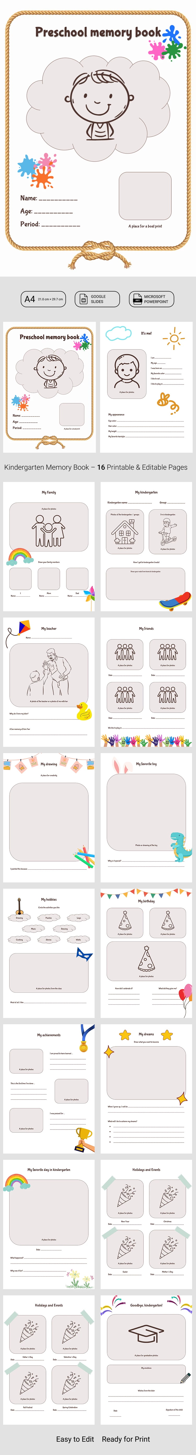 Preschool Memory Book - free Google Docs Template - 10071413